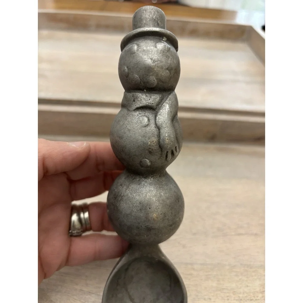 Pewter Antique Snowman Ice Cream Scoop‎ Heavy